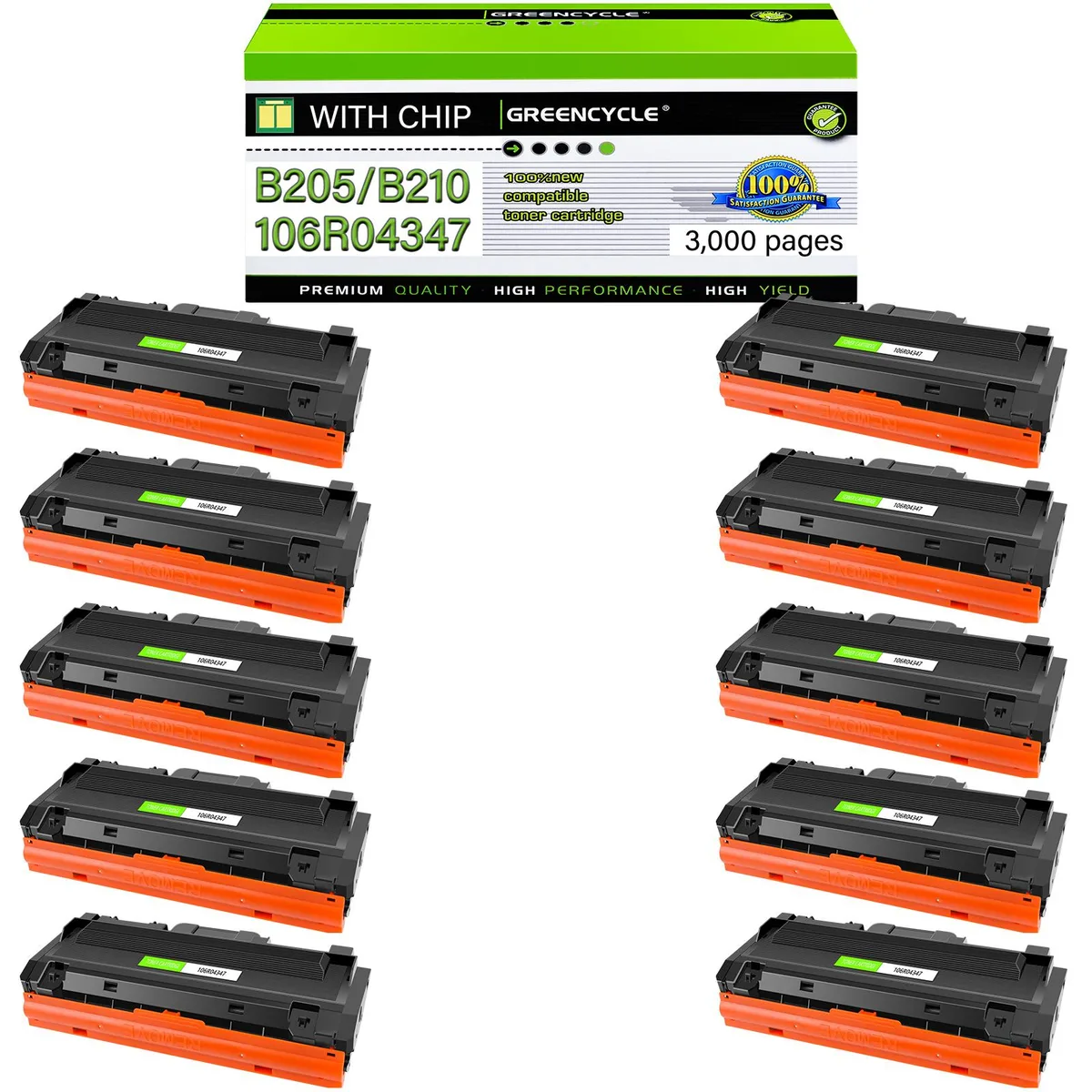 GREENCYCLE GREENCYCLE XE-B205 Compatible Toner Cartridge Black 10 Pack 3000 Pages — product photo