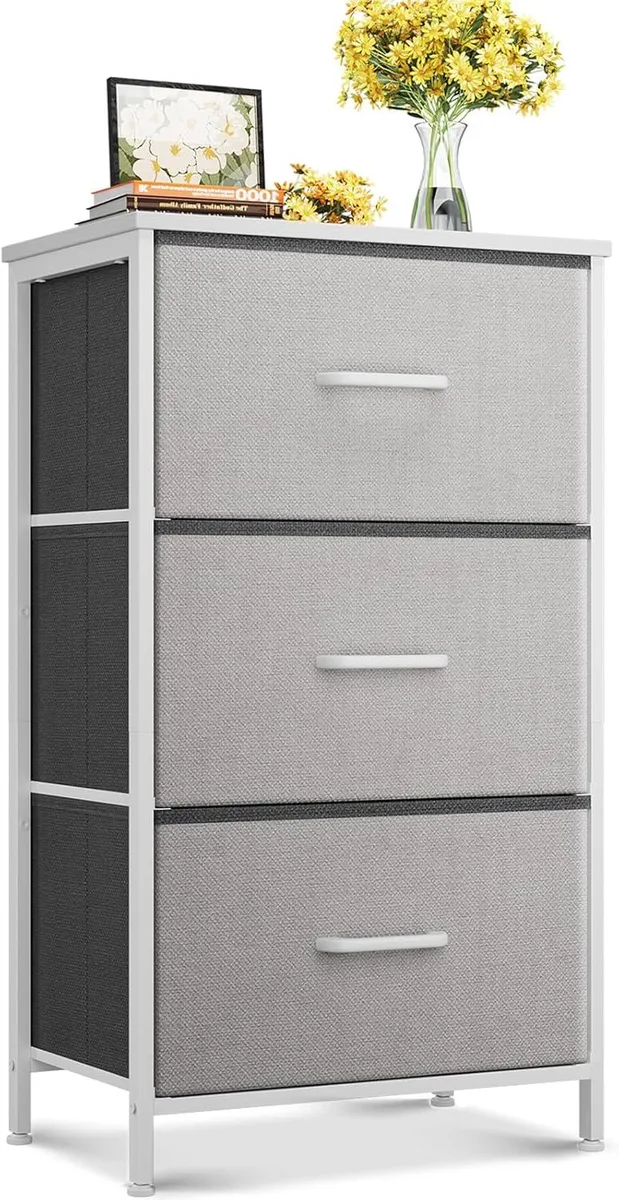 BFKK BFKK Small Dresser 3 Drawers Light Grey 11.81x15.74x28.81in — product photo