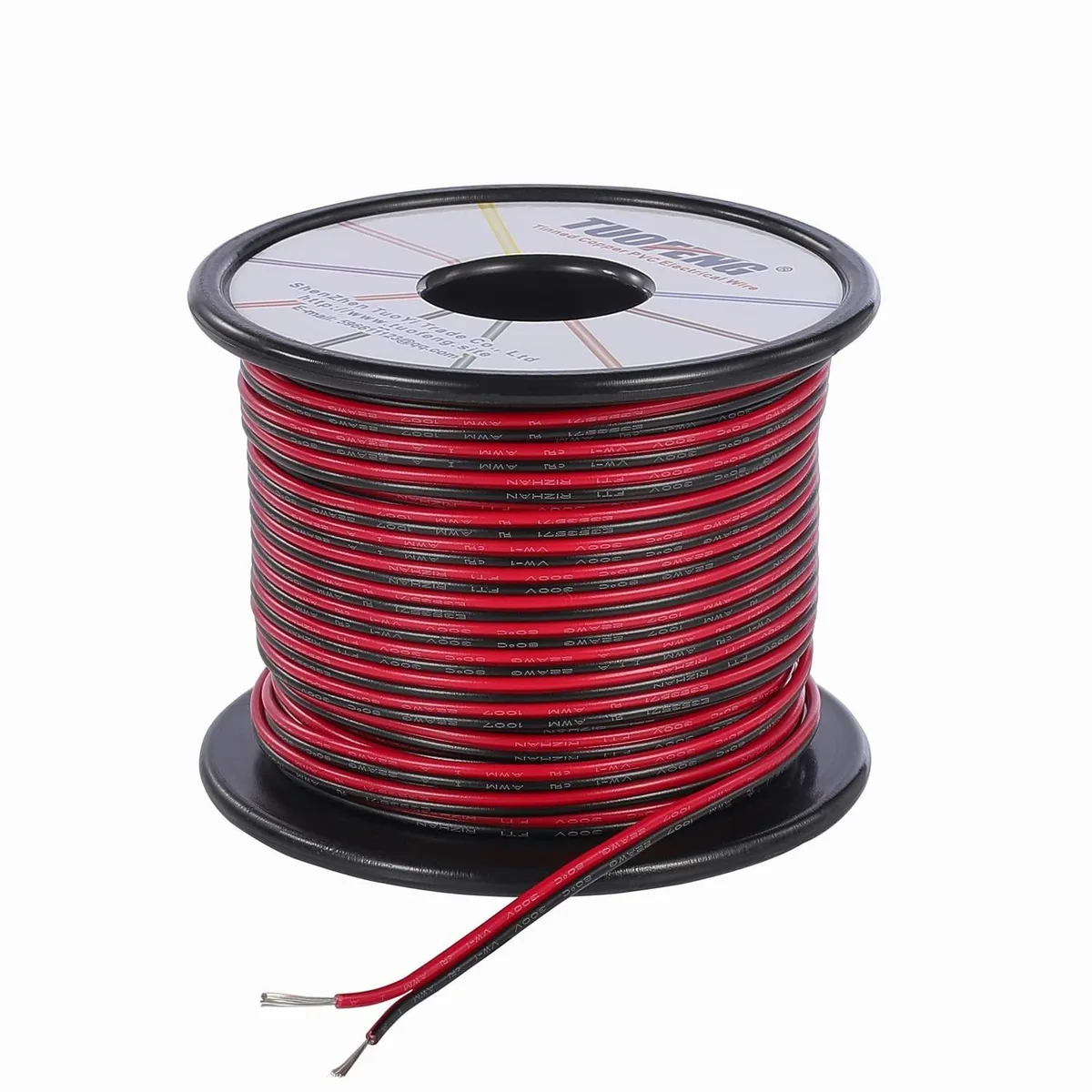 TUOFENG 22 AWG 2-Conductor Speaker Wire 100 ft Red Black PVC — product photo