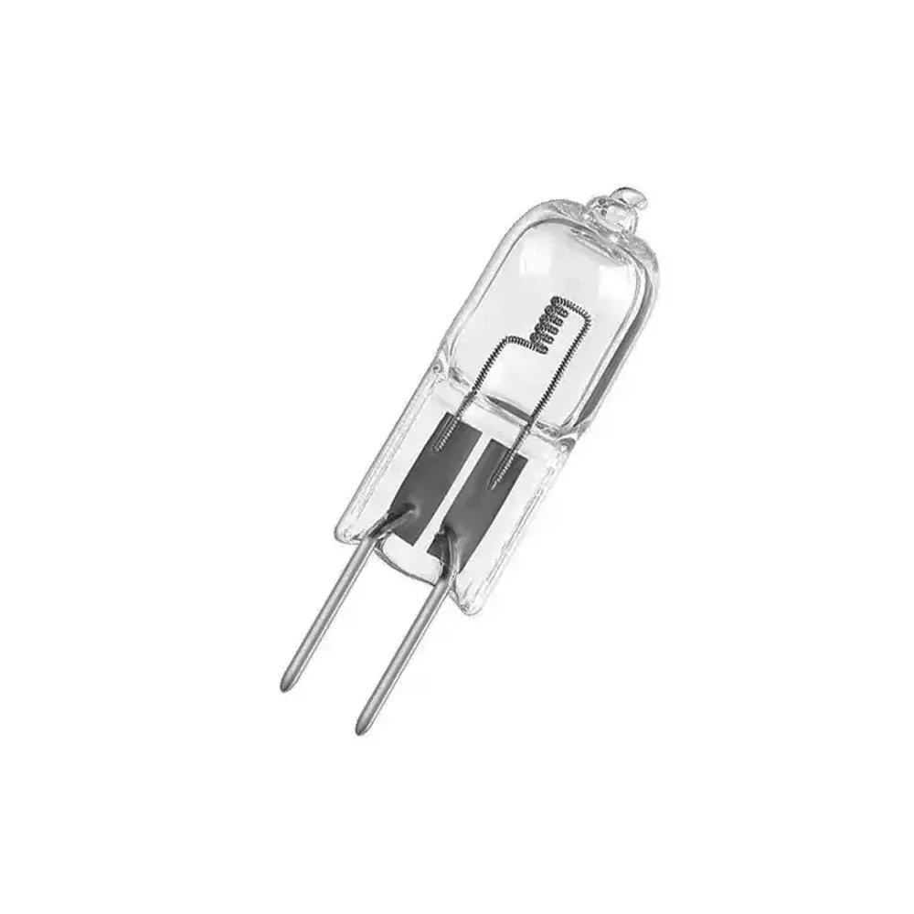 Small clear halogen capsule bulb with two metal pins