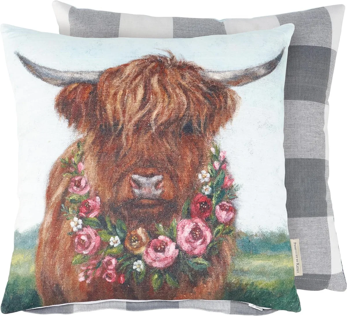 Primitives By Kathy Primitives By Kathy Floral Highland stuffed pillow 16" x 16 — product photo