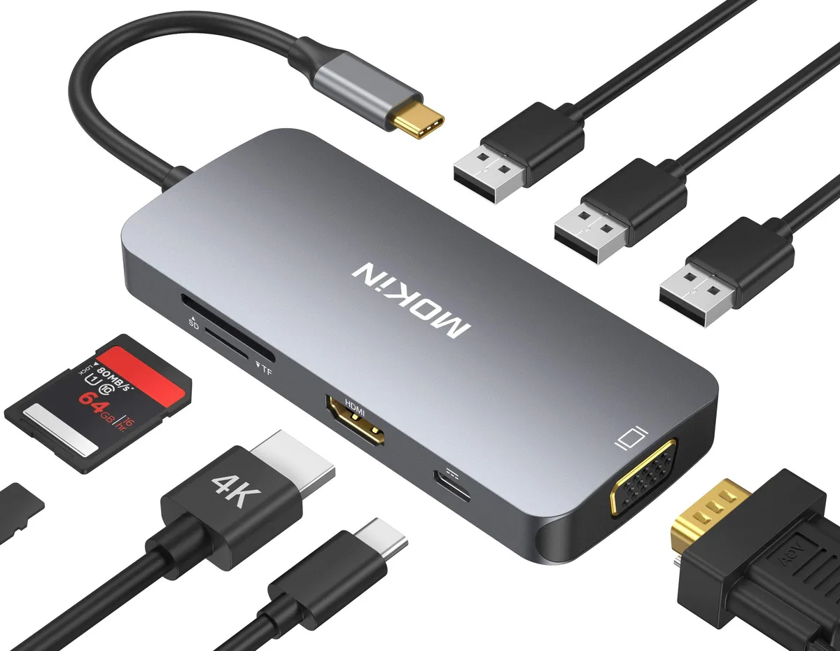MOKIN MOKIN UC0503 8-in-1 USB-C Hub Gray — product photo