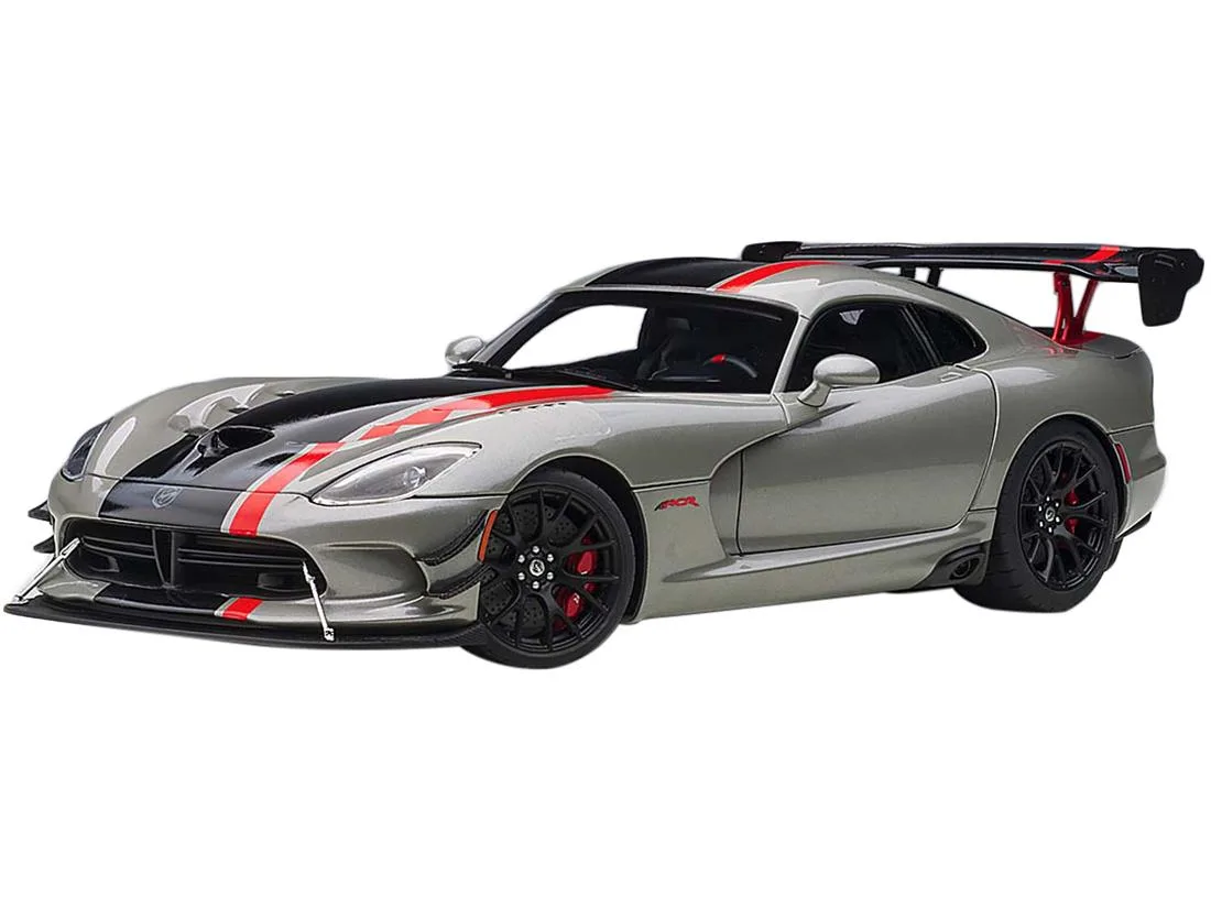 Autoart Autoart 2017 Dodge Viper ACR Billet Silver Metallic Black Red Stripes 1/18 vehicle — product photo