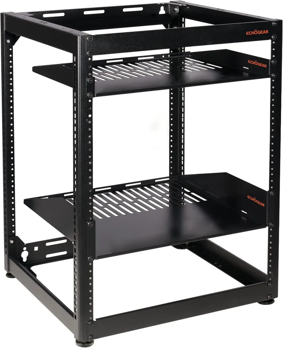 TAURKENAM TAURKENAM 15U Open Frame Server Rack 20.40" Deep 15.12" & 18" Shelves — product photo