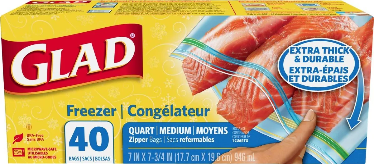 Red silicone quart zipper bags, pack of 40