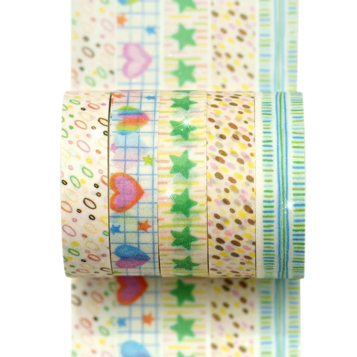 YUBX YUBX Washi Tape 5 Rolls 10mm x 2m 3 Heart Pop — product photo