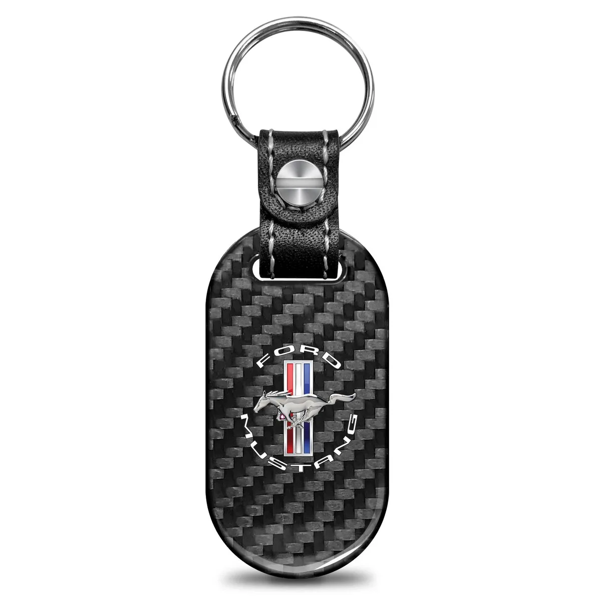 iPick Image, LLC iPick Image, LLC Ford Mustang Circle Logo Carbon Fiber Key Chain Black — product photo