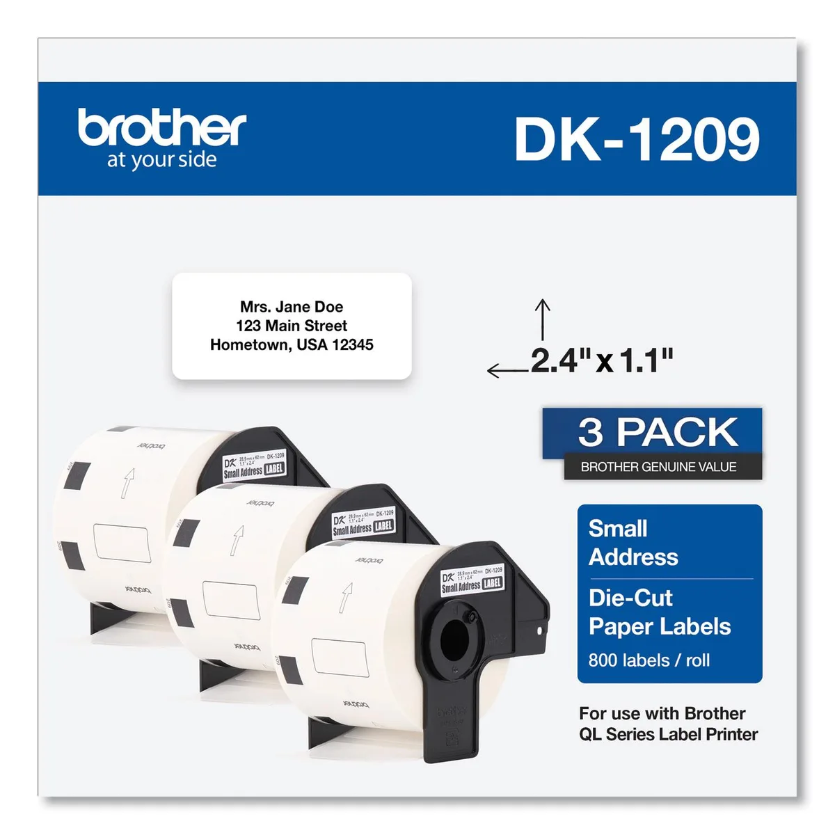 Brother Brother DK12093PK Label 2.4" x 1.1" 800/Roll 3 Rolls — product photo