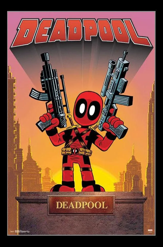 Deadpool statue poster print on premium heavy stock paper, 22 by 34 inches