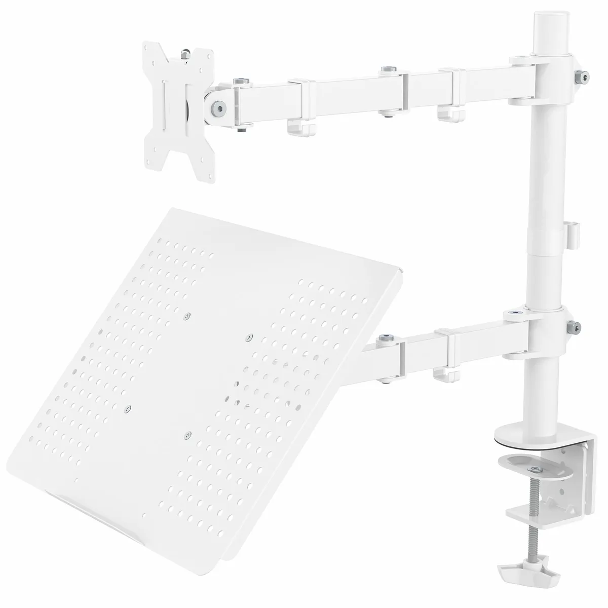 VIVO VIVO White Adjustable Laptop &amp; Monitor Desk Mount Stand 32 — product photo