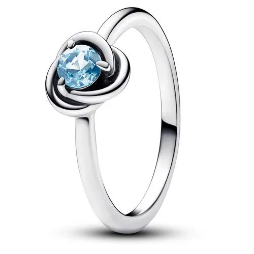 PANDORA PANDORA March Birthstone Eternity Circle Ring sterling silver blue crystal — product photo