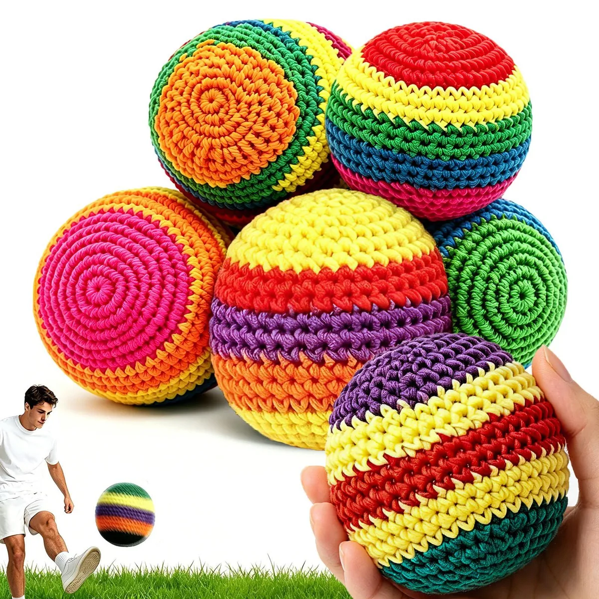  cbozimpr 6pc Handmade Knitted Footbag Soccer Training Aid — product photo