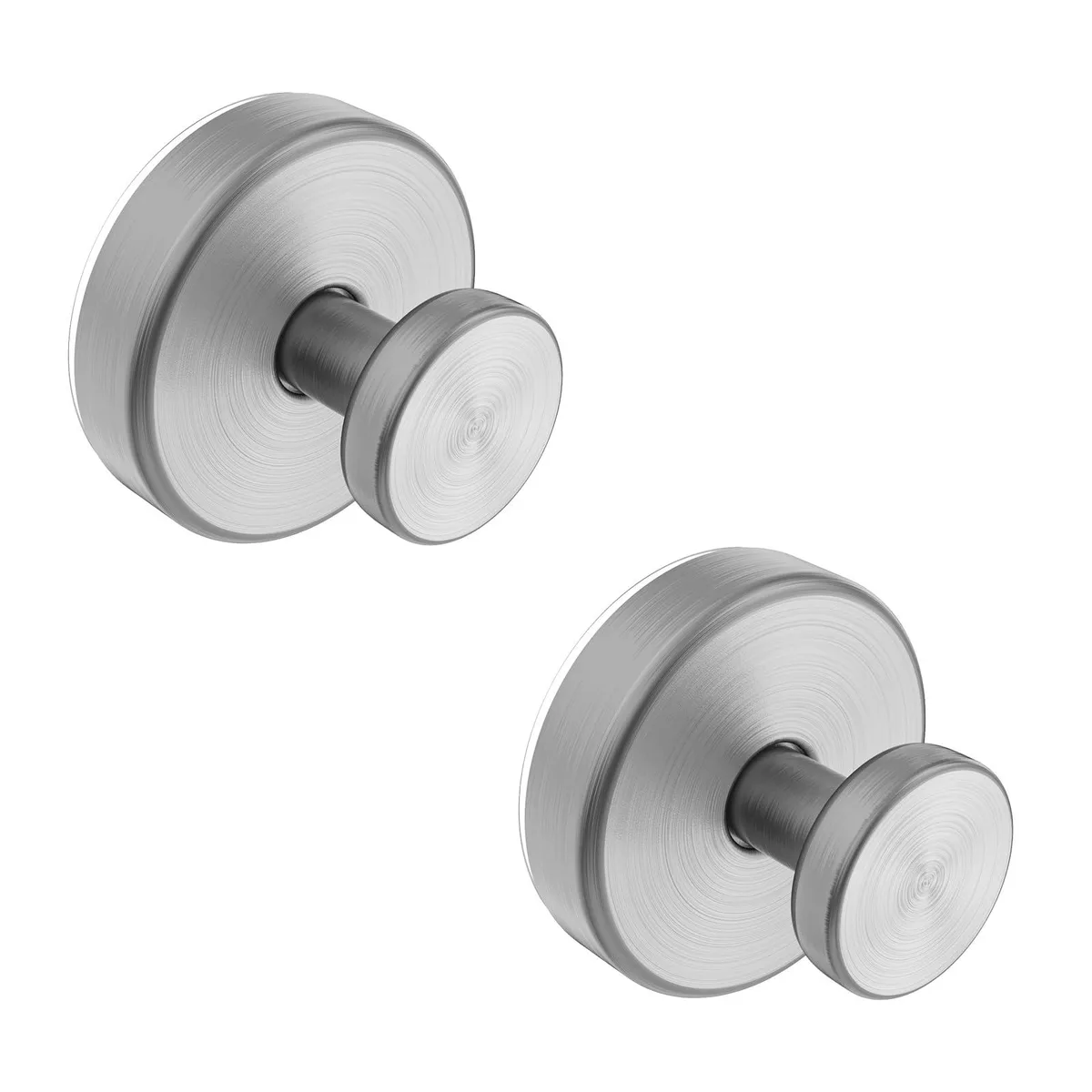 Two silver stainless steel suction cup hooks with twist-lock bases