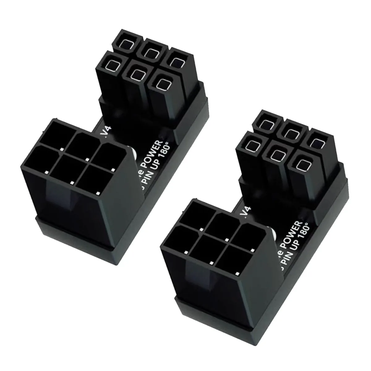 Vszerda Vszerda 2-Pack ATX 6 Pin Male to Female 180 Degree U Type Up Angle internal power cable — product photo