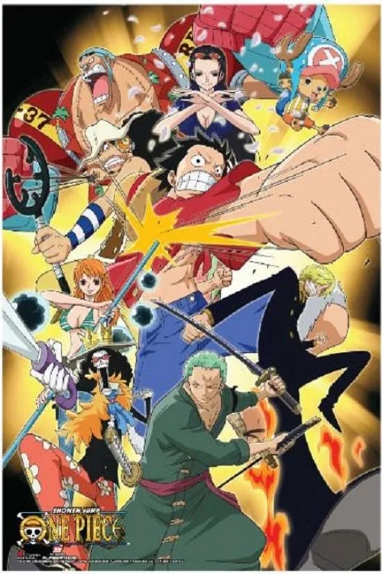 New One Piece Attacking Punch anime poster, 24 by 36 inches, glossy paper, rolled in tube