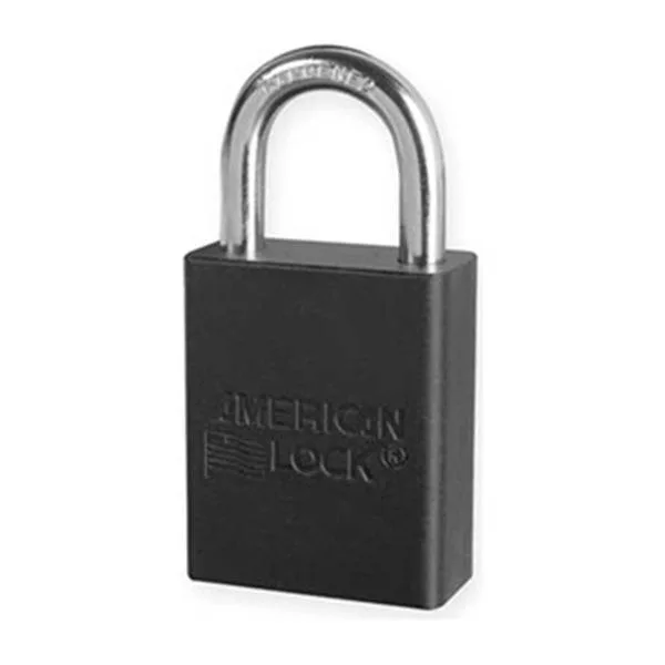 Black anodised aluminium lockout padlock with boron alloy shackle, 13/16 in clearance