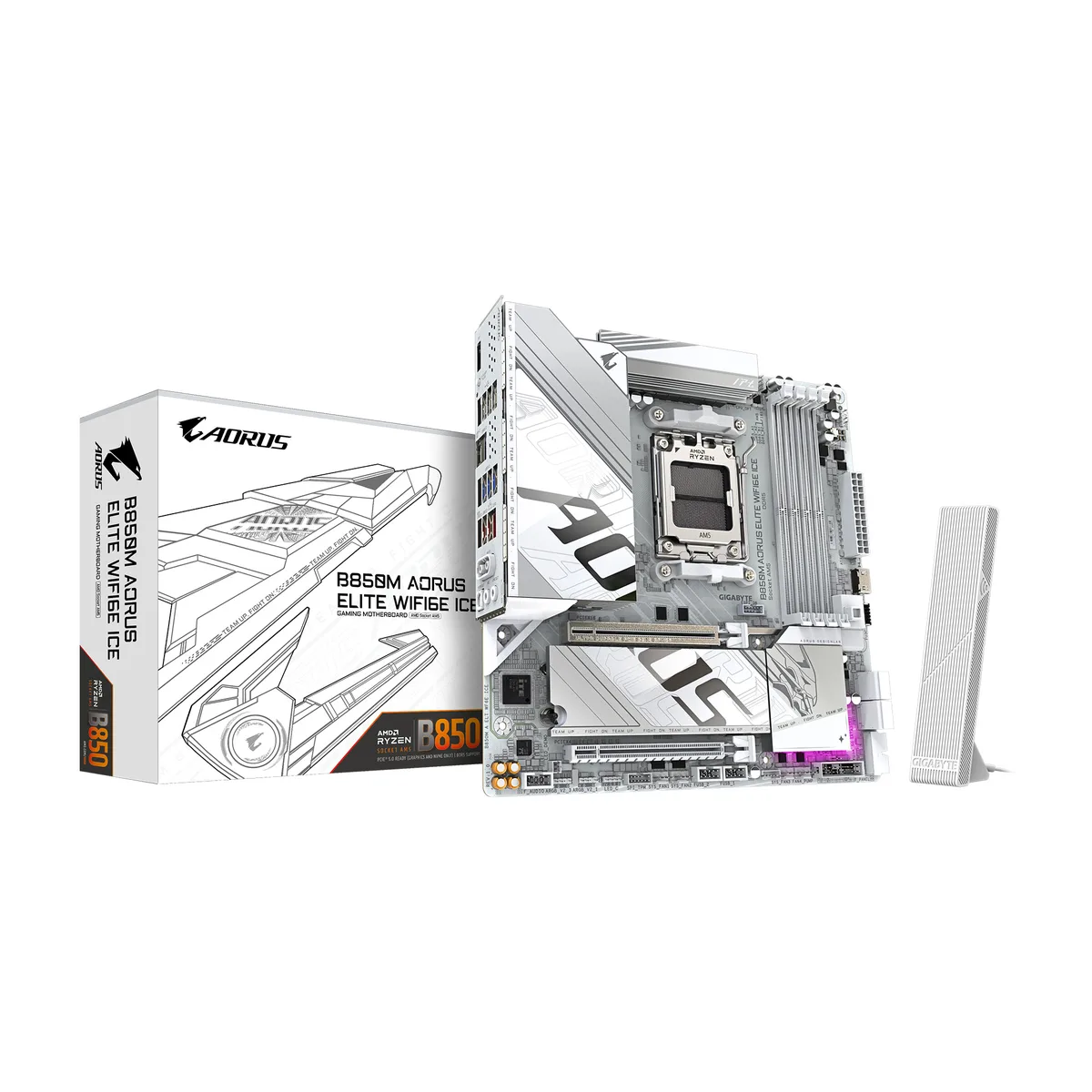 GIGABYTE GIGABYTE B850M A ELT WF6E ICE AMD motherboard — 제품 사진