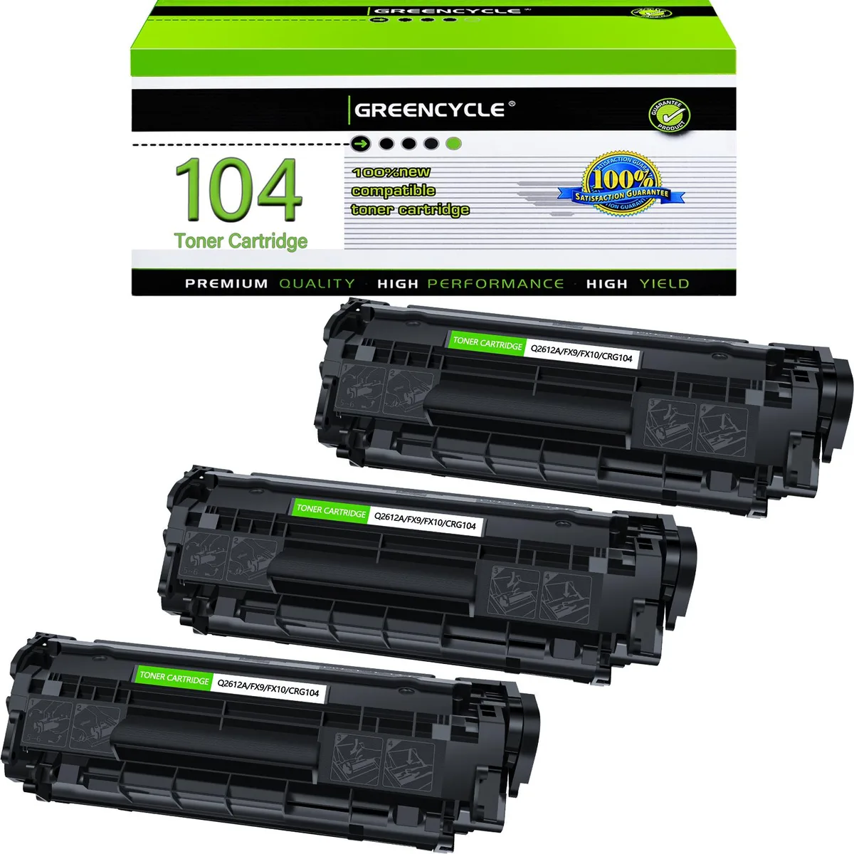 GREENCYCLE GREENCYCLE CRG104 Black Toner Cartridge 3 Pack 2000 Pages — product photo