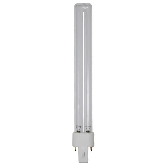 Compact 11 watt G23 two-pin germicidal UV-C lamp with clear tubular glass