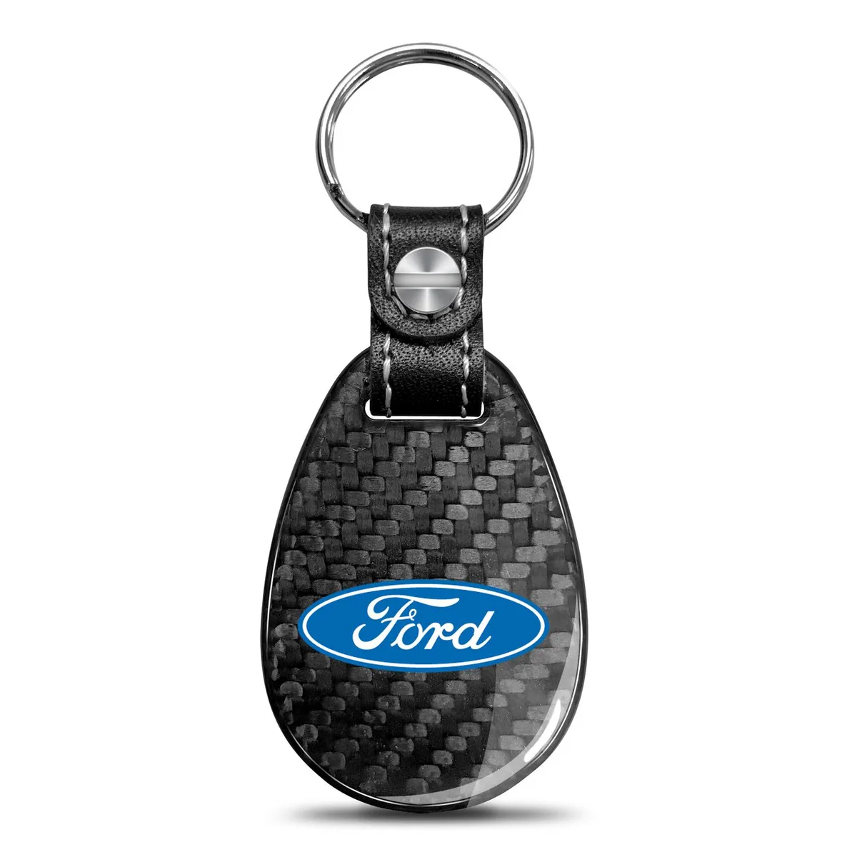 iPick Image, LLC iPick Image, LLC Ford Logo Carbon Fiber Leather Strap Key Chain — product photo