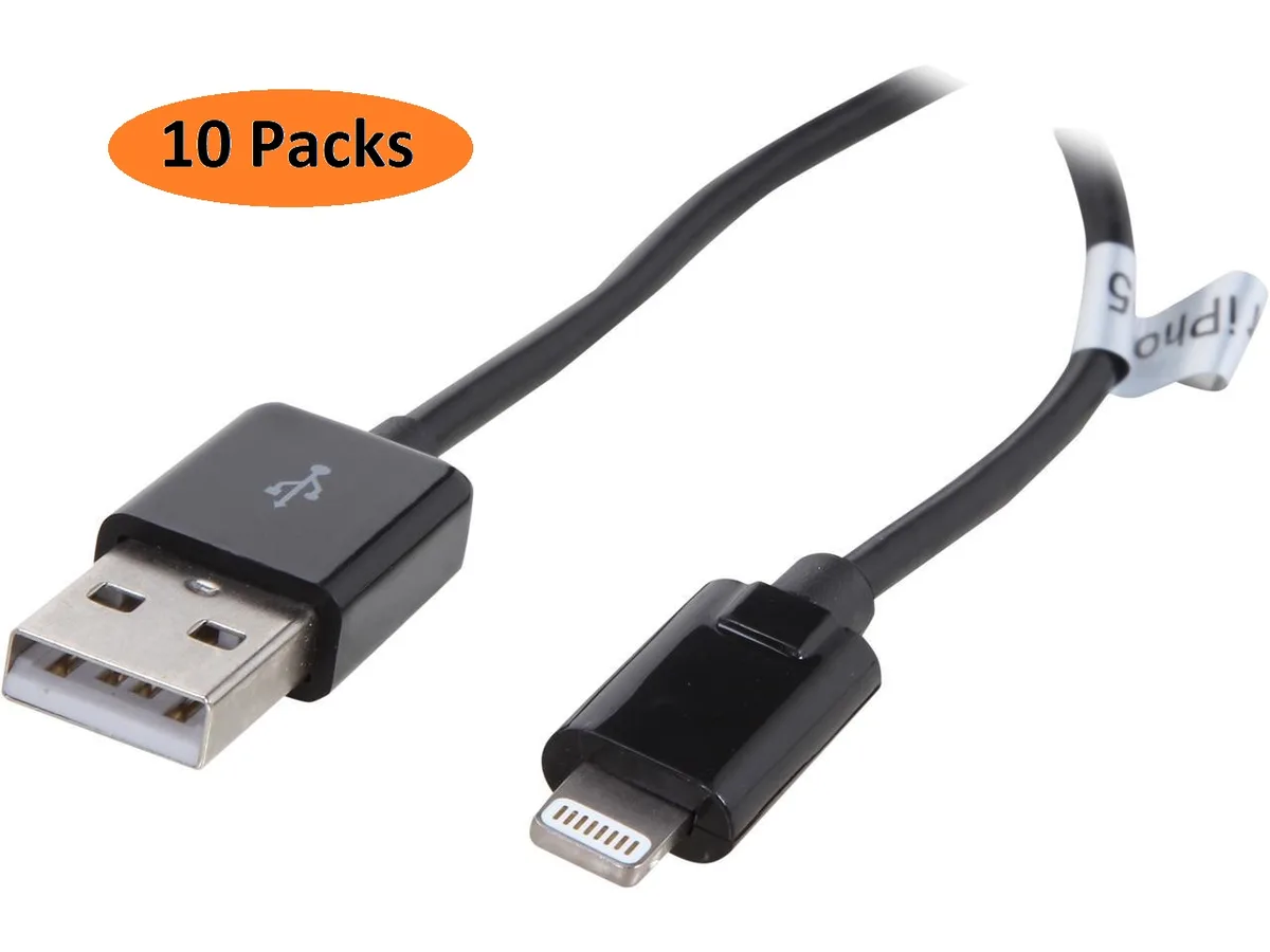 Nippon Labs Nippon Labs USB-LI-3BK-10P 3 ft MFi Certified Black Lightning to USB Cable 10 Pack — product photo
