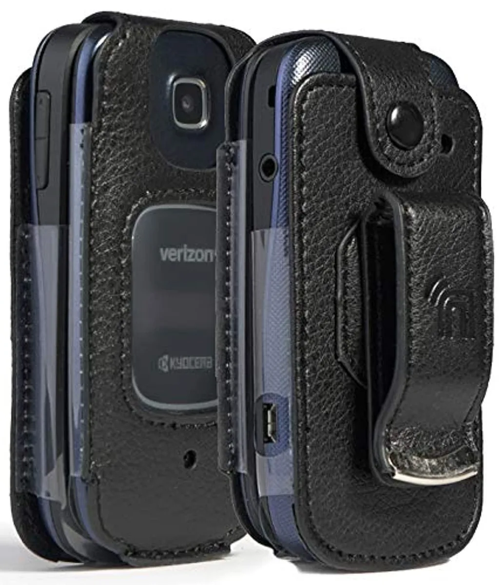 Nakedcellphone Nakedcellphone Fitted Case with Metal Belt Clip for Kyocera Cadence 2720, Black Vegan Leather — product photo