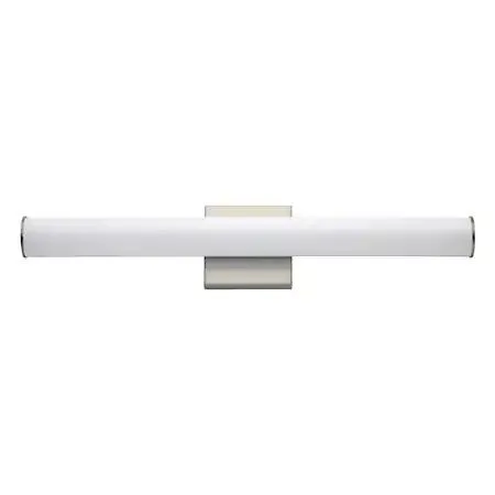 Single tubular white acrylic diffuser on satin nickel rail