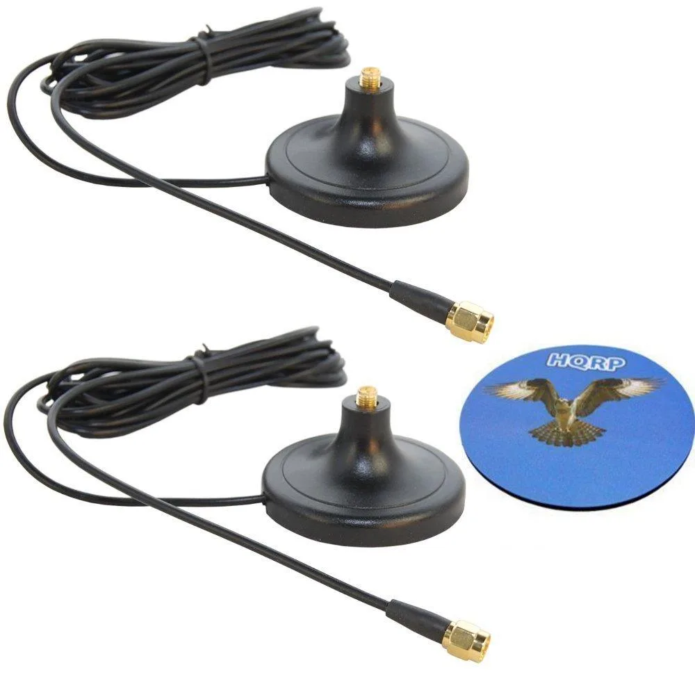 HQRP HQRP 2-Pack 3M RP-SMA WiFi Antenna Extension Cable Magnetic Base + Coaster — product photo