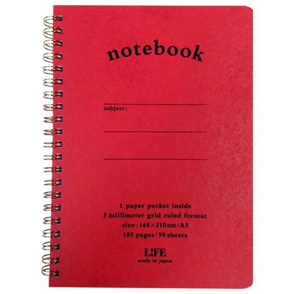Red spiral-bound pocket notebook with hard pressboard cover