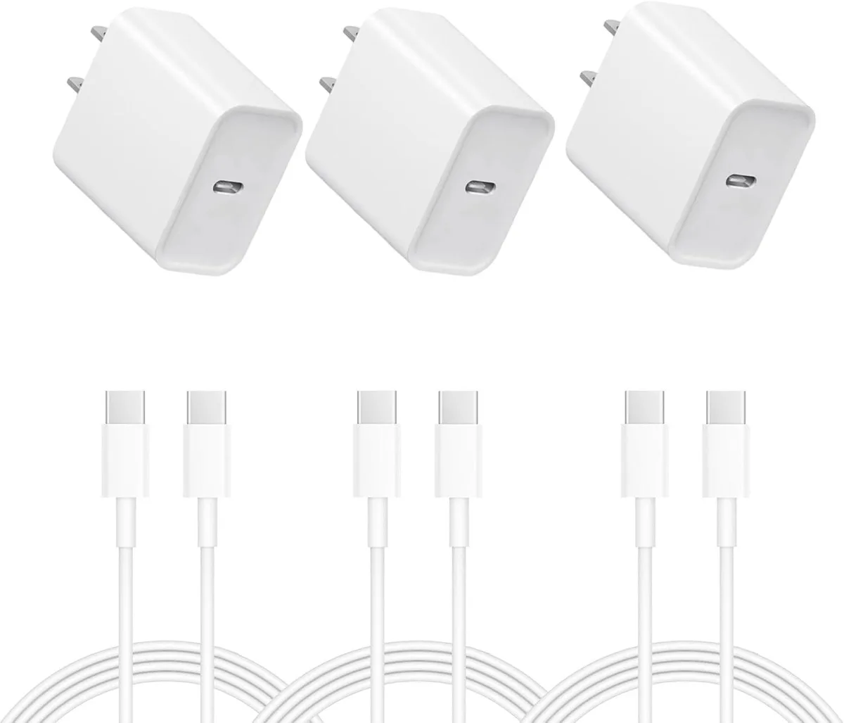 Elestur Elestur 20W USB-C Charger with 3-Pack Cable for iPhone 17/16/15 — product photo
