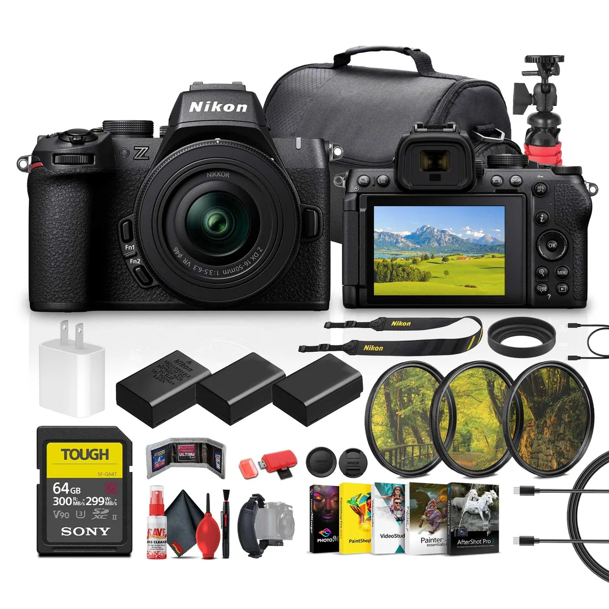 Nikon Inc Nikon Z50II 16-50mm VR Kit 64GB Card 2x EN-EL25 Bag Filters Tripod — product photo