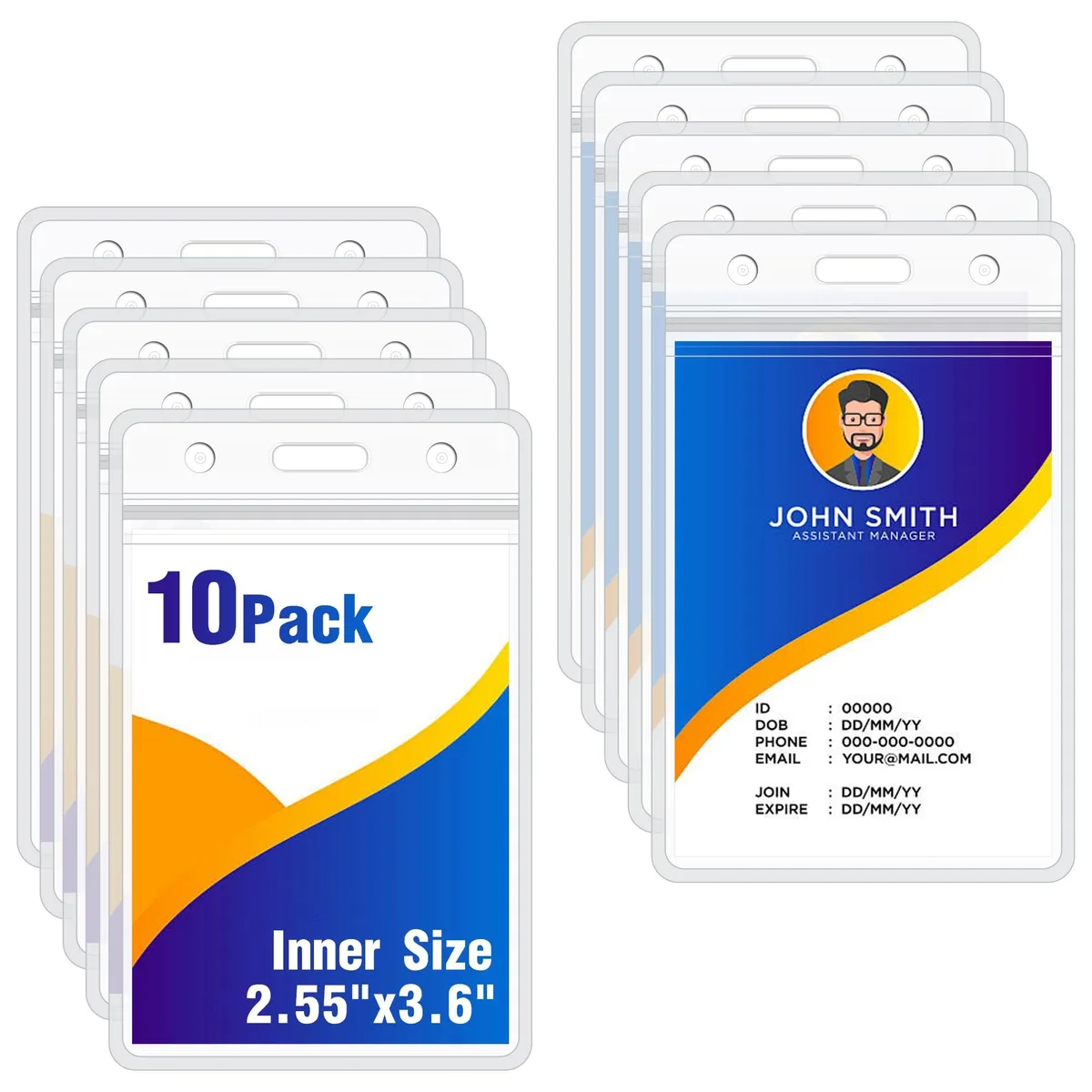  Viator Gear LIEMAND-Card Holder-WP-V-10PCS 10Pack Vertical ID Badge Holder — product photo