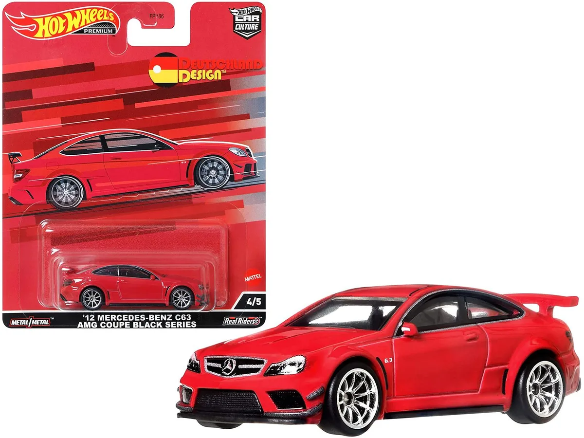 Hot Wheels Hot Wheels 2012 Mercedes-Benz C63 AMG Coupe Black Series Red Deutschland Design Diecast 2.75 in — product photo