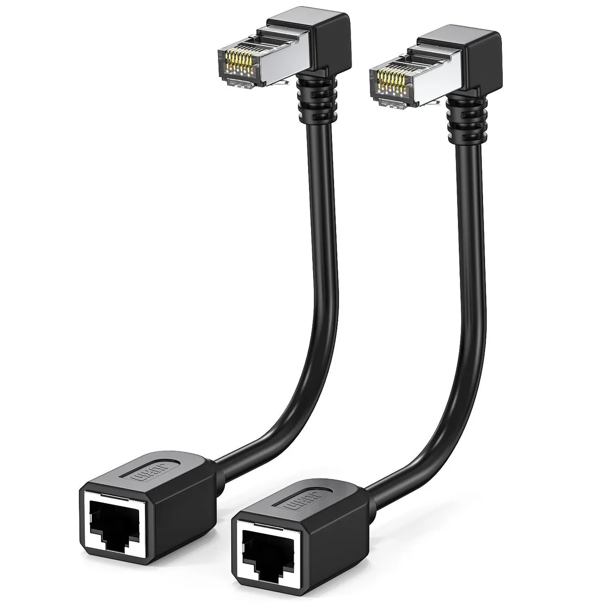 BFKK BFKK 2Pack Cat6 90 Degree Upward Extension Cable 4inch RJ45 Male to Female Network Ethernet Cable — product photo
