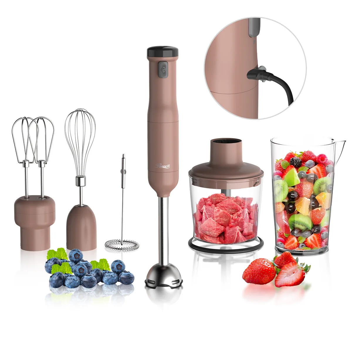 Rosewill Rosewill RHHB-25001MO 200W cordless hand blender 6-in-1 Mocha Mousse — product photo