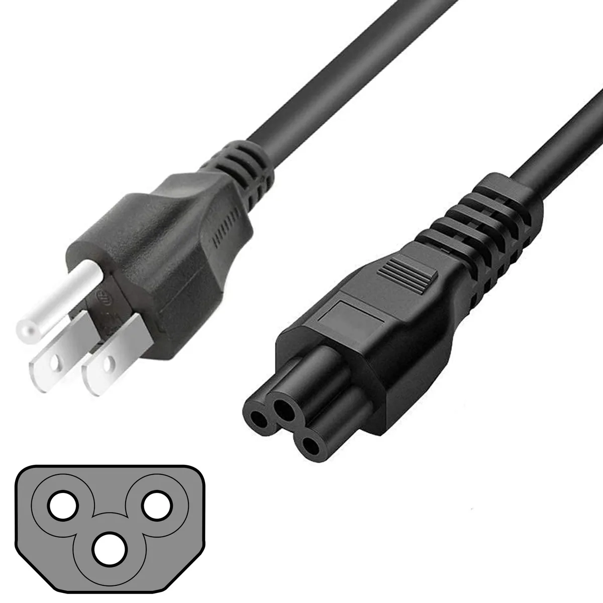 SatelliteSale SatelliteSale 3PRONG6C5 Power Extension Cord NEMA 5-15P to C5 Black 6 Feet — product photo