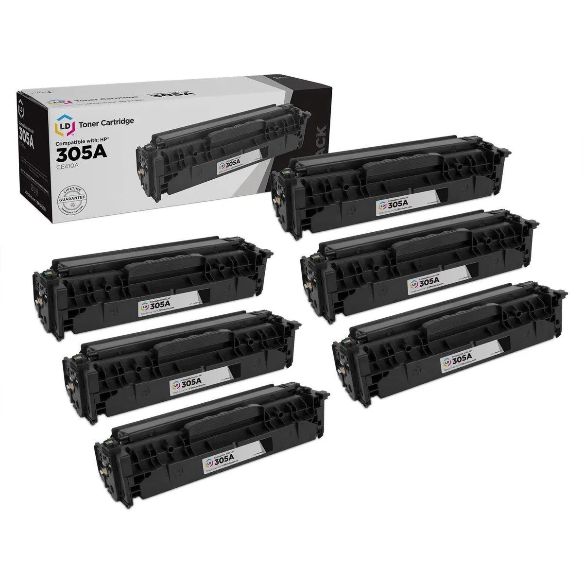 LD Products LD Products HP 305A CE410A Black Toner Cartridge 6-Pack — product photo