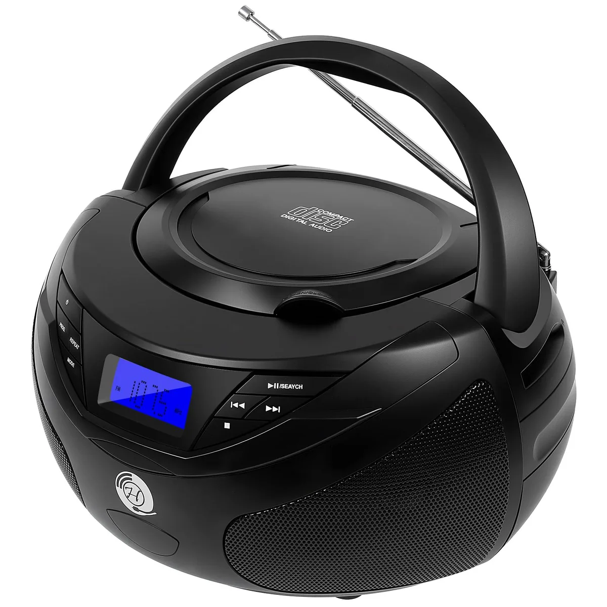  Herneum CB0203-BK CD player boombox Bluetooth 5.1 2000mAh battery black — product photo