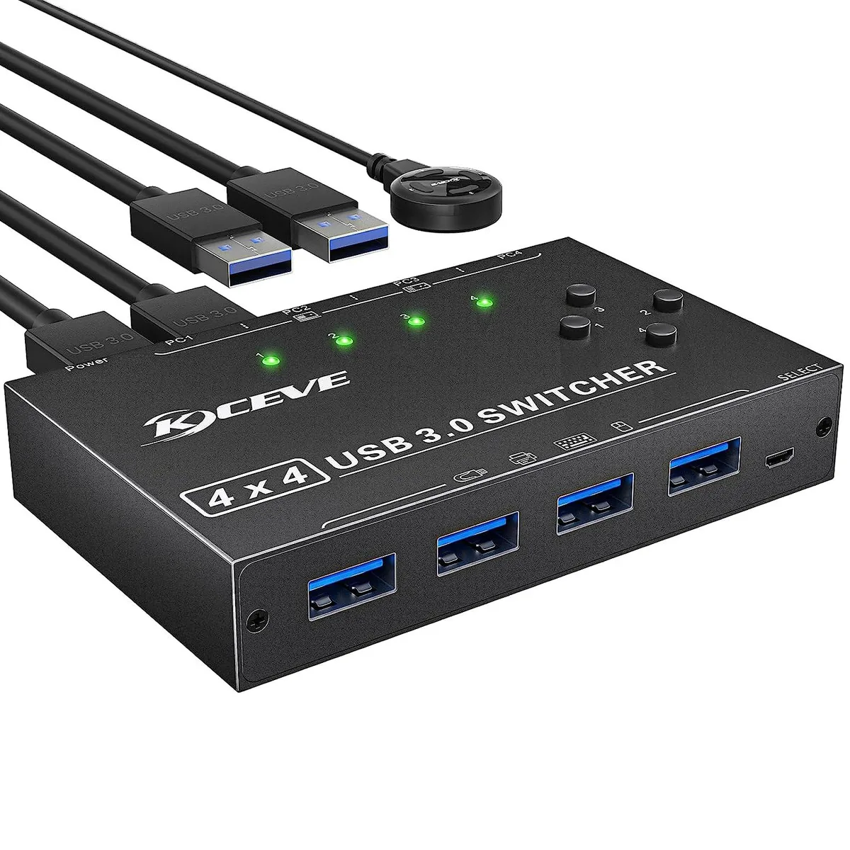 AUTYUE AUTYUE USB 3.0 KVM Switch 4 PC 4 Port Wired Remote 1.5m Cables — product photo