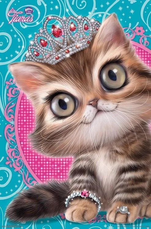 Animal Club Kitten Tiara poster print 22 x 34 inches