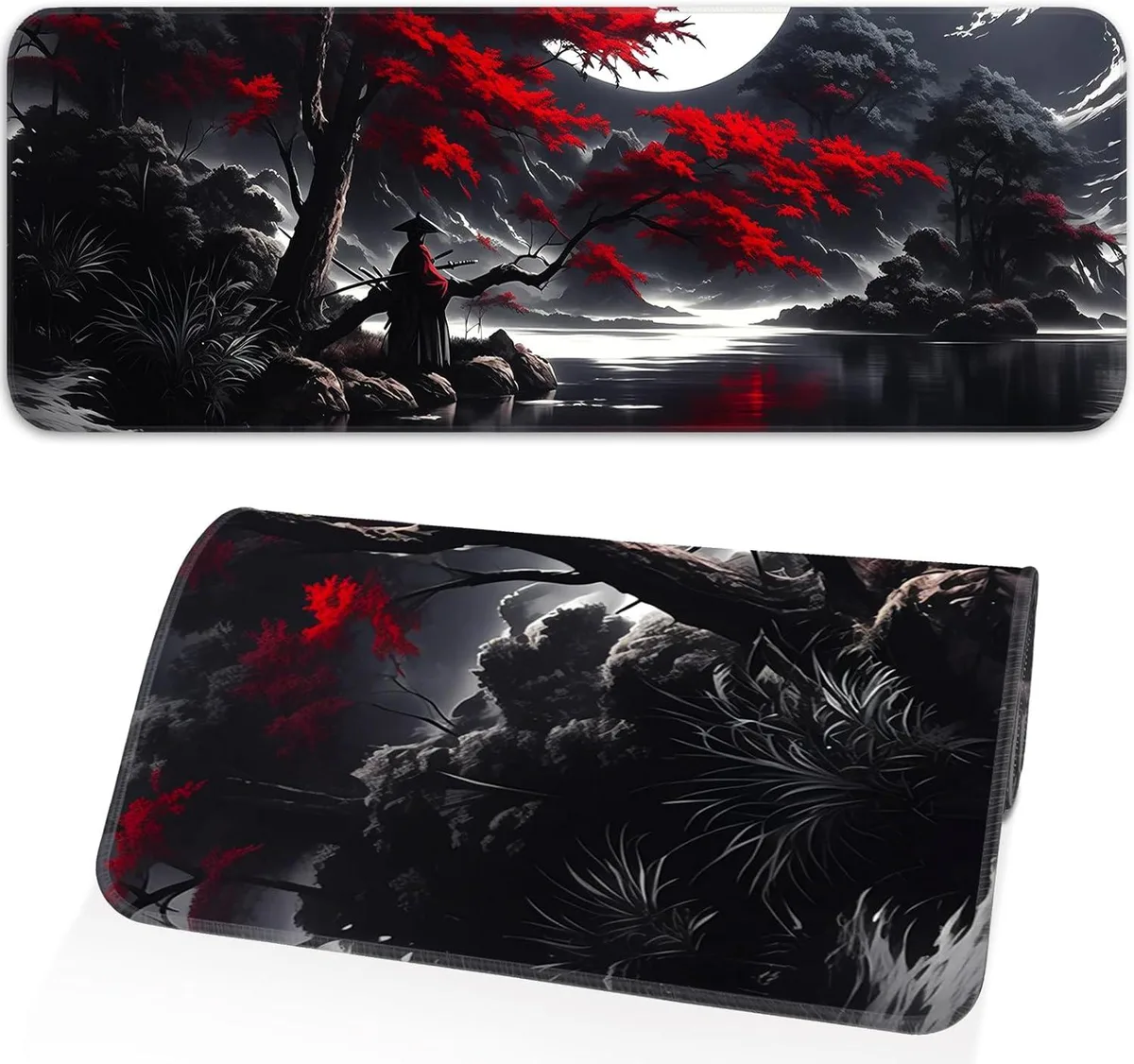 Brainwavz Brainwavz Japanese Dark Red Moon Mouse Pad 31.5 x 11.8 Inch — product photo