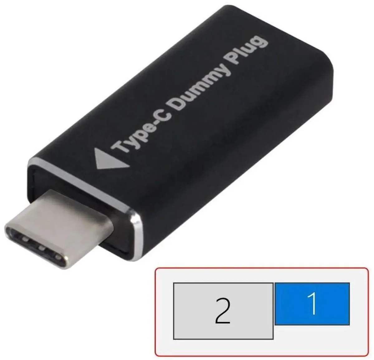 Small black USB-C dummy plug with compact rectangular body