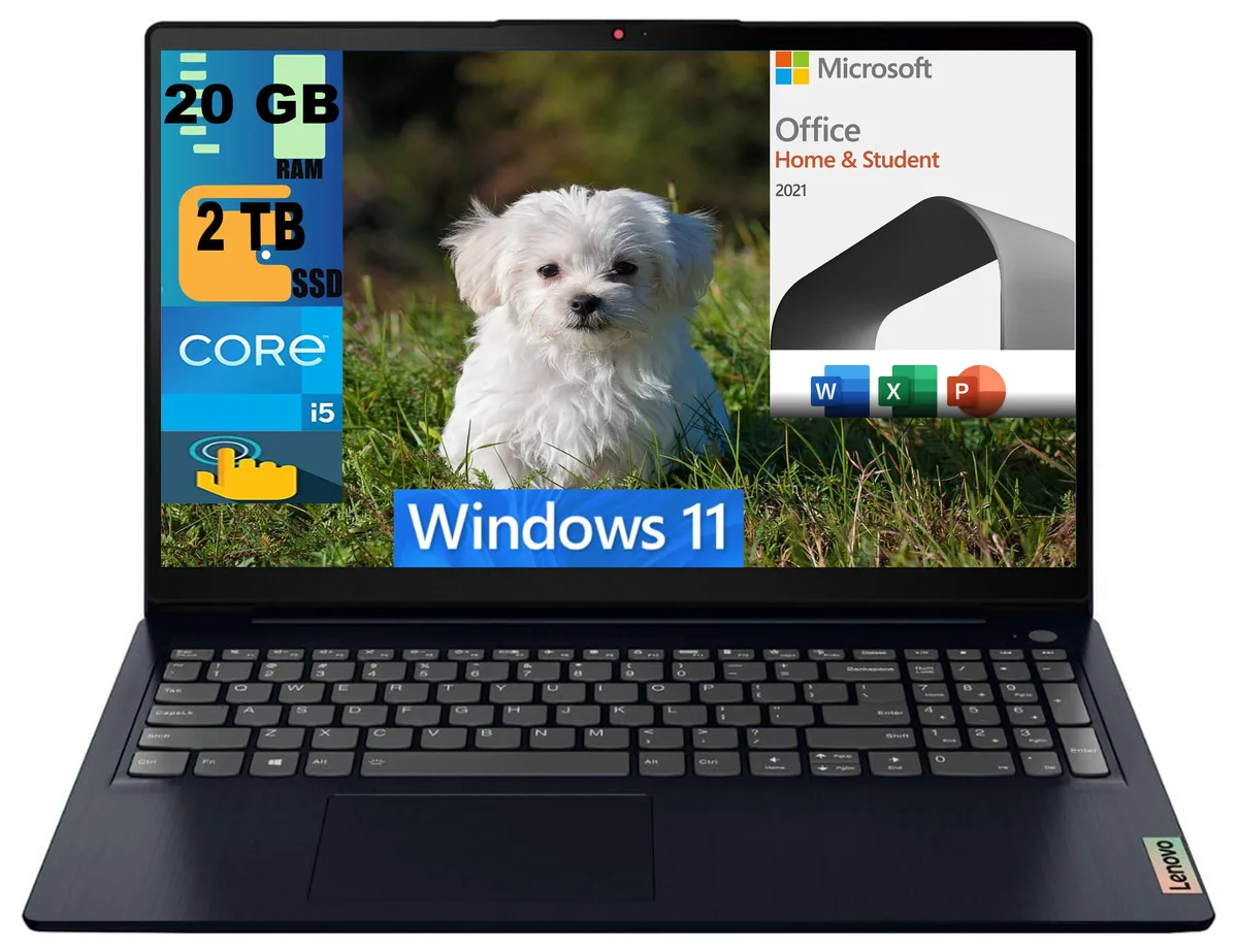 Lenovo Lenovo Ideapad 3i 15 laptop, 15.6" FHD touchscreen, i5-1155G7, 20GB DDR4, 2TB PCIe SSD, Abyss Blue — product photo