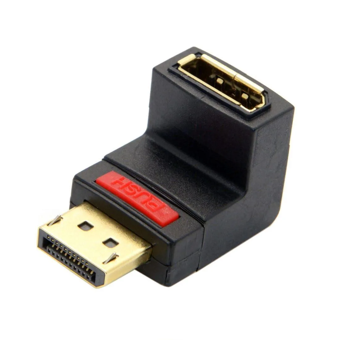 Vszerda Vszerda DisplayPort 90° up-angled male-to-female adapter black — product photo