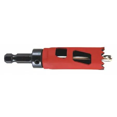 Cylindrical bi-metal hole saw 3/4 inch diameter with side slot and arbored shank