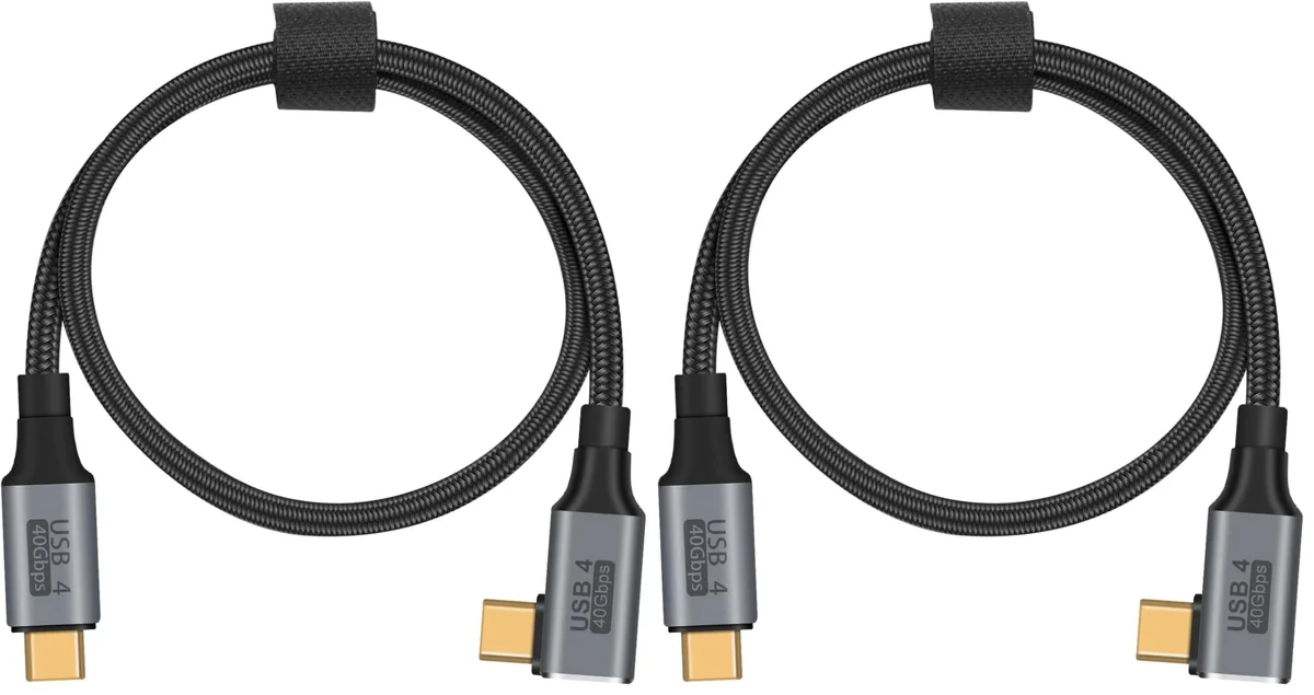 Vszerda Vszerda 1.5ft USB C to USB C cable right angle 90 degree 100W PD 40Gbps 8K@60Hz braided pack of 2 — product photo