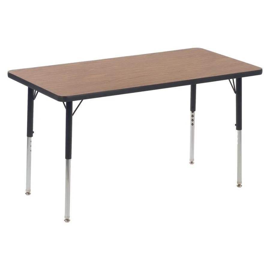 Rectangular tabletop, 24 by 48 inches, medium oak laminate finish