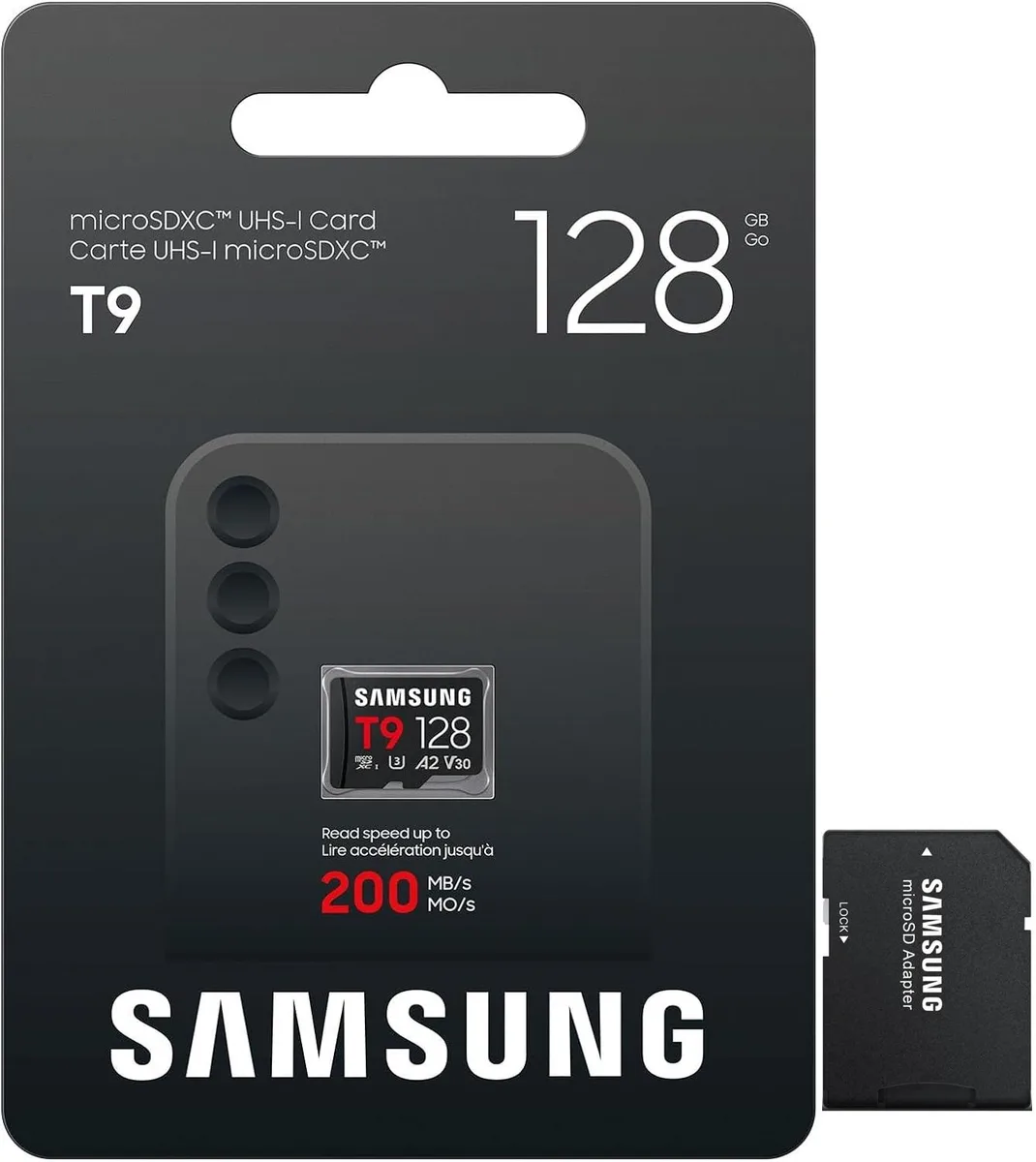 SAMSUNG SAMSUNG T9 microSDXC 128GB 200MB/s U3 V30 A2 MB-MH128T — product photo