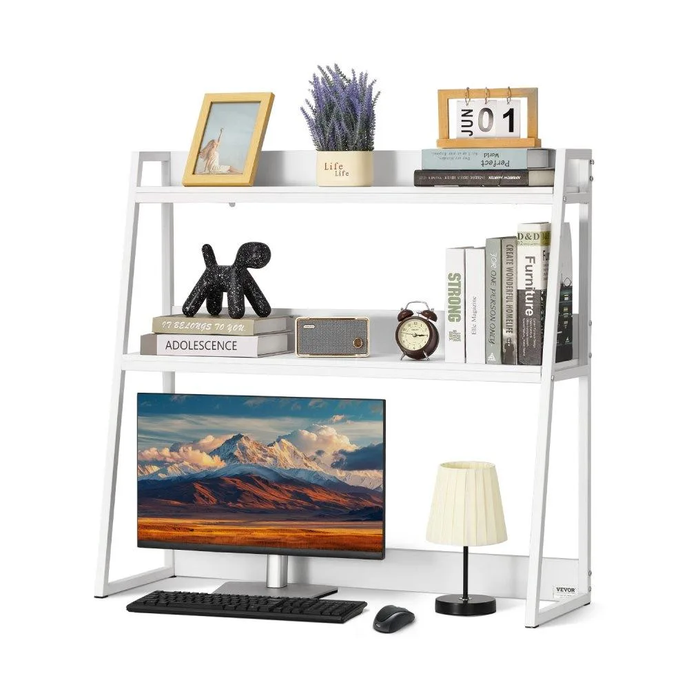 VEVOR VEVOR 2-Tier Desktop Bookshelf 37.4" x 12.6" x 35.4" White — product photo