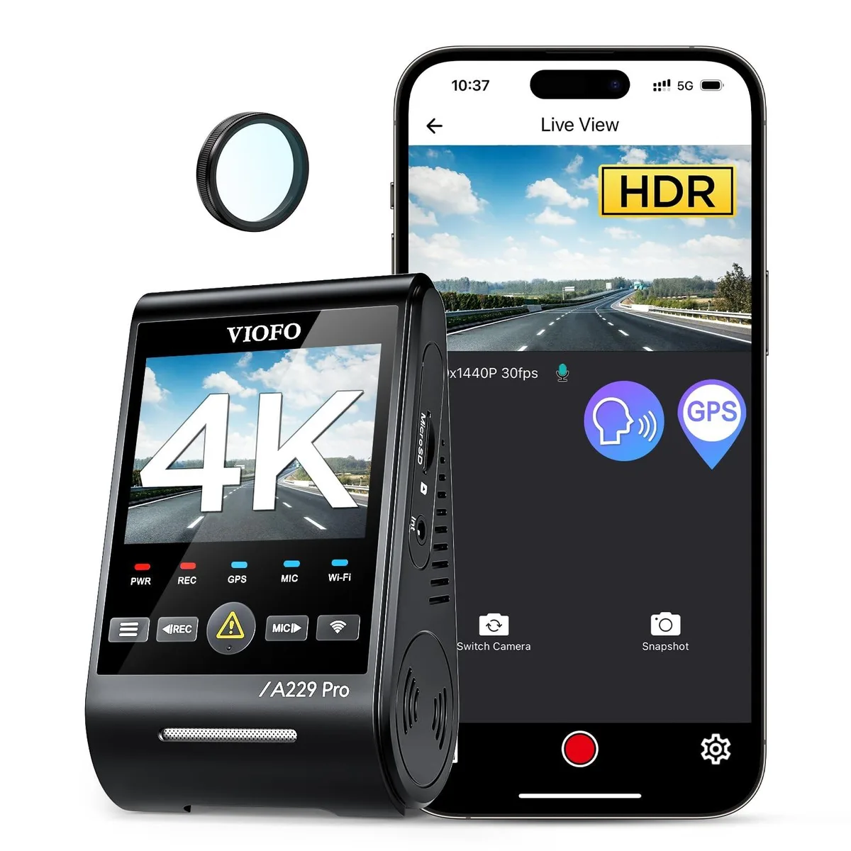 VIOFO VIOFO A229 PRO 1CH 4K HDR Dash Cam 2 in 1 accessory — product photo